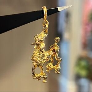 Vintage Monet Gold Tone Poodle Charm Signed Dog Charm Pendant